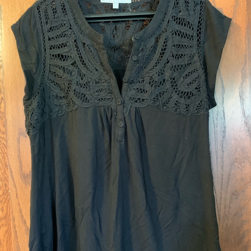 Daniel Rainn black crochet blouse